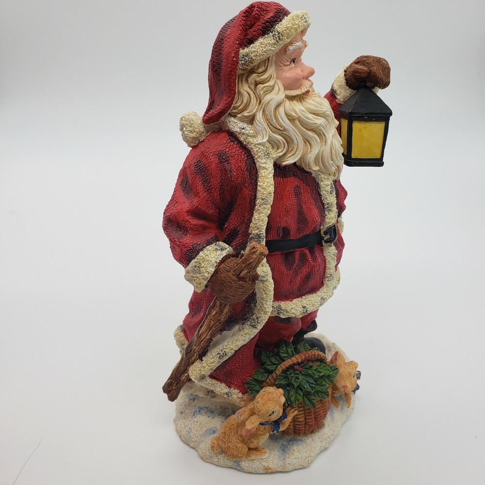 Holiday Lane Poly Resin‎ Woodland Santa W/ Lantern Christmas  8" Complete In Box - Picture 7 of 11